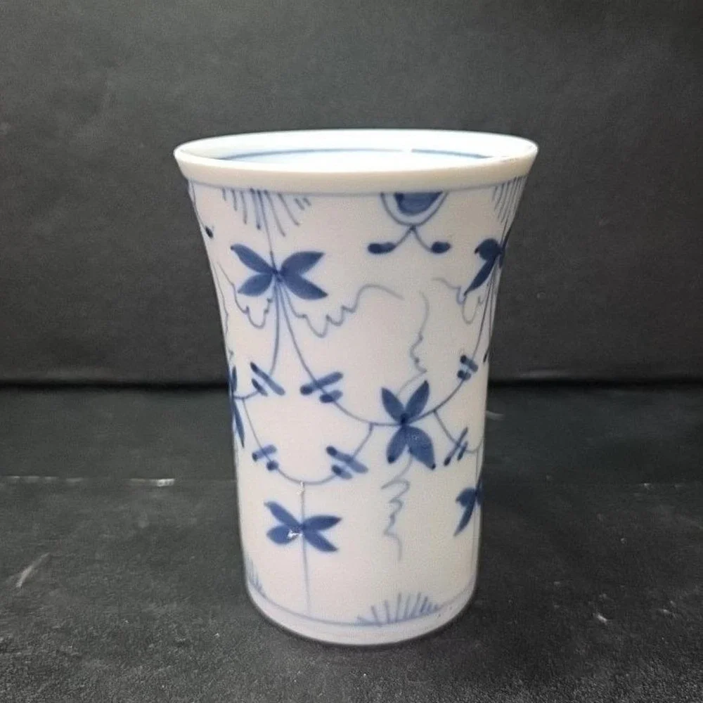 Meissen Style White & Blue‎ Floral Cup, Vintage Pen Holder, Replacement Bud Vase